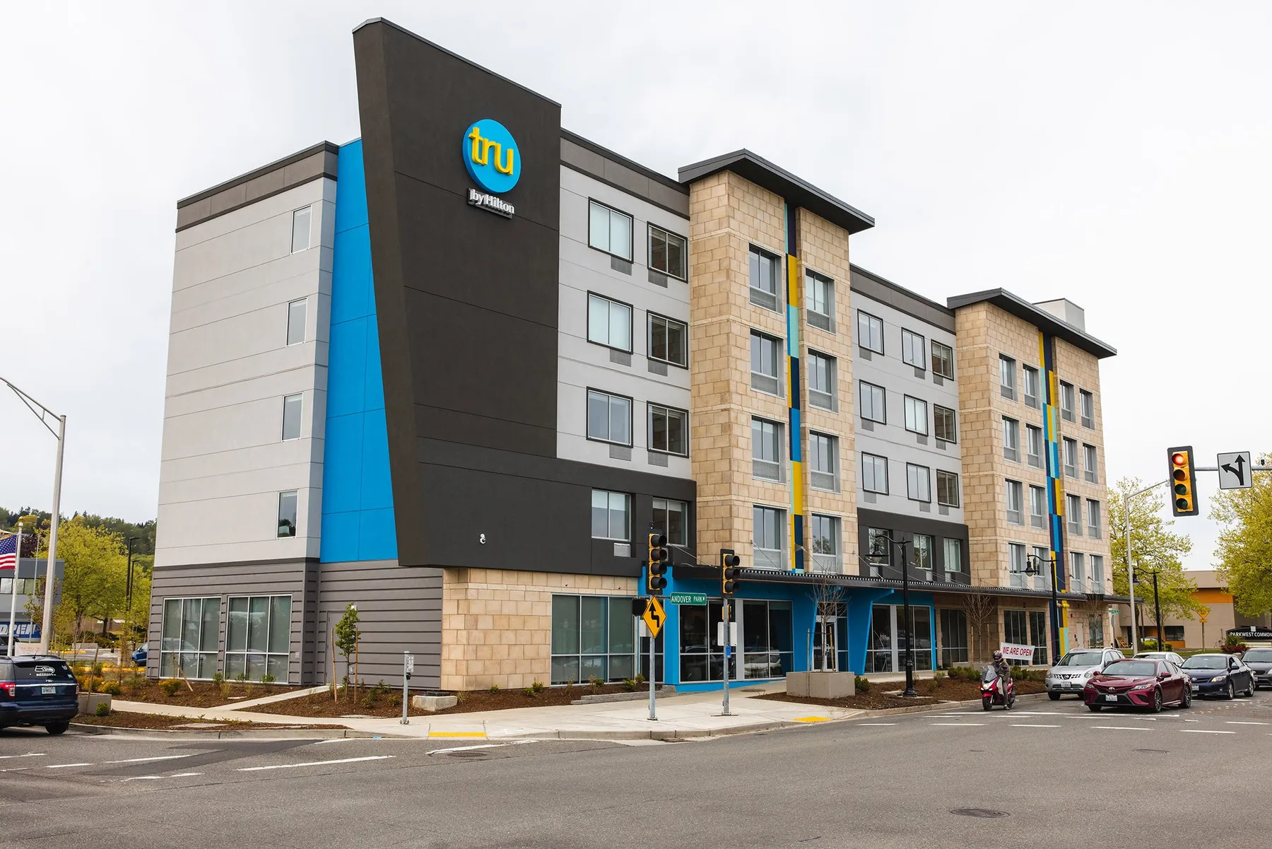 TRU by Hilton five-story hotel in Tukwila on a street corner